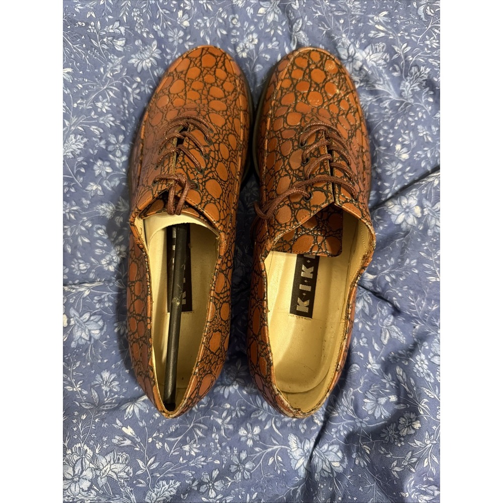 Kikit  Chunky Oxfords Prato Size 8 M Vtg Shoes Shoe 80's 90's Derby Crocodile